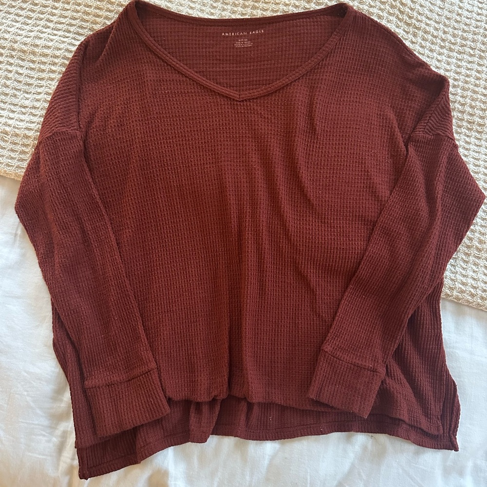 American Eagle Outfitters Maroon/Red Long Sleeve Top - Size Small